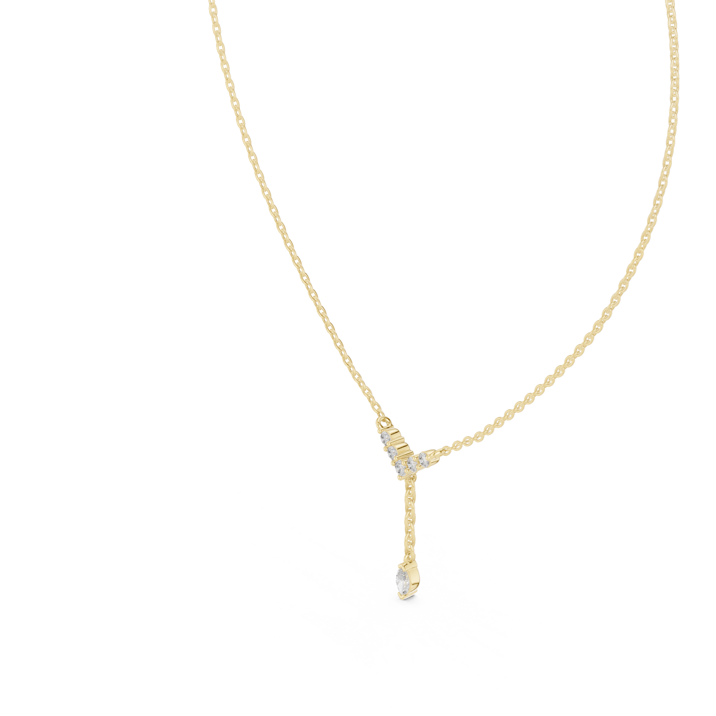 Stylish Lariat Diamond Pendant Necklace