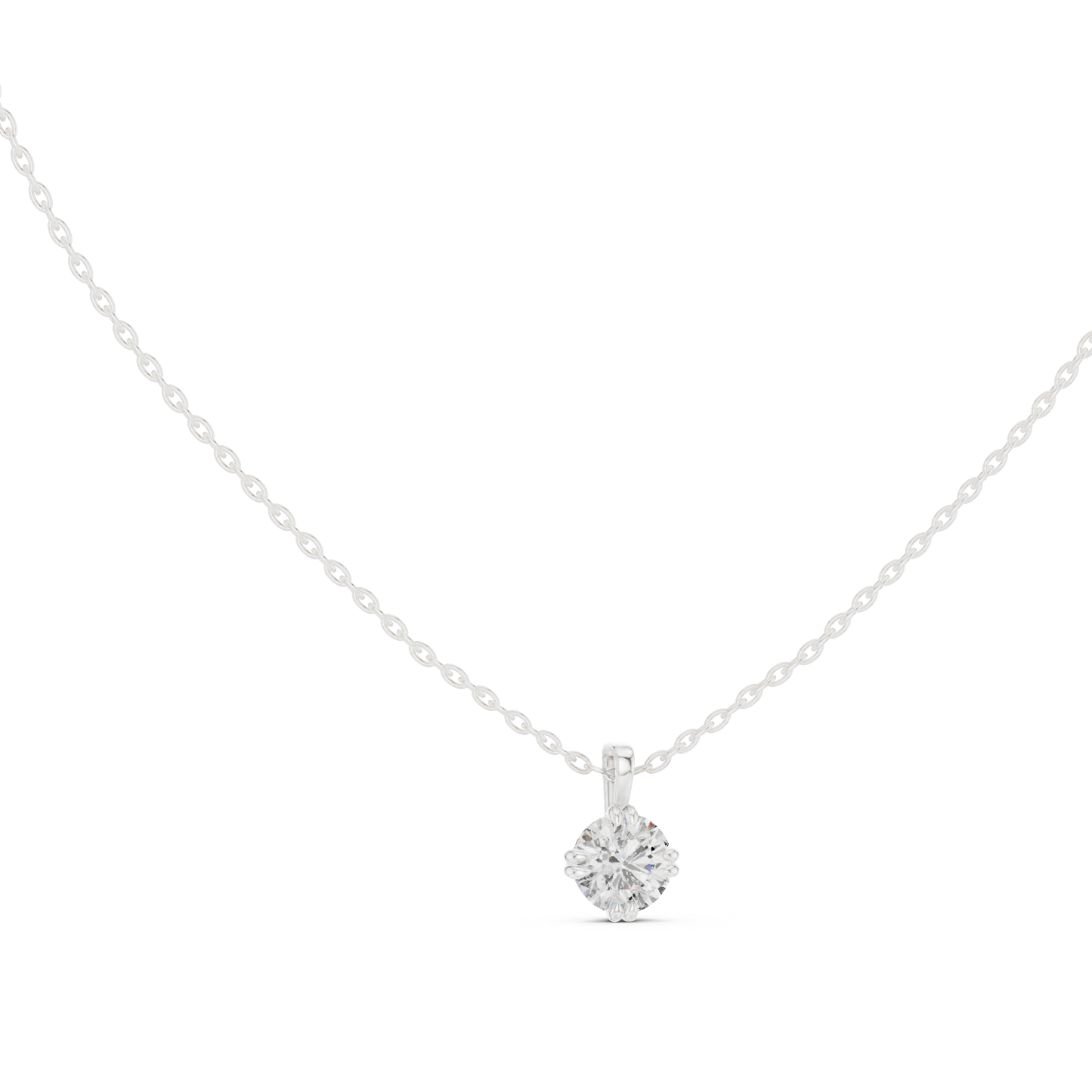 Round Cut Diamond Drop Necklace
