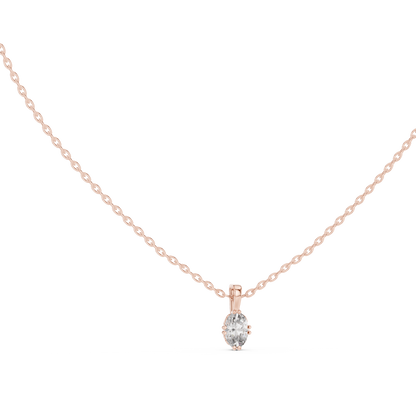 Modern Oval Solitaire Necklace in Gold