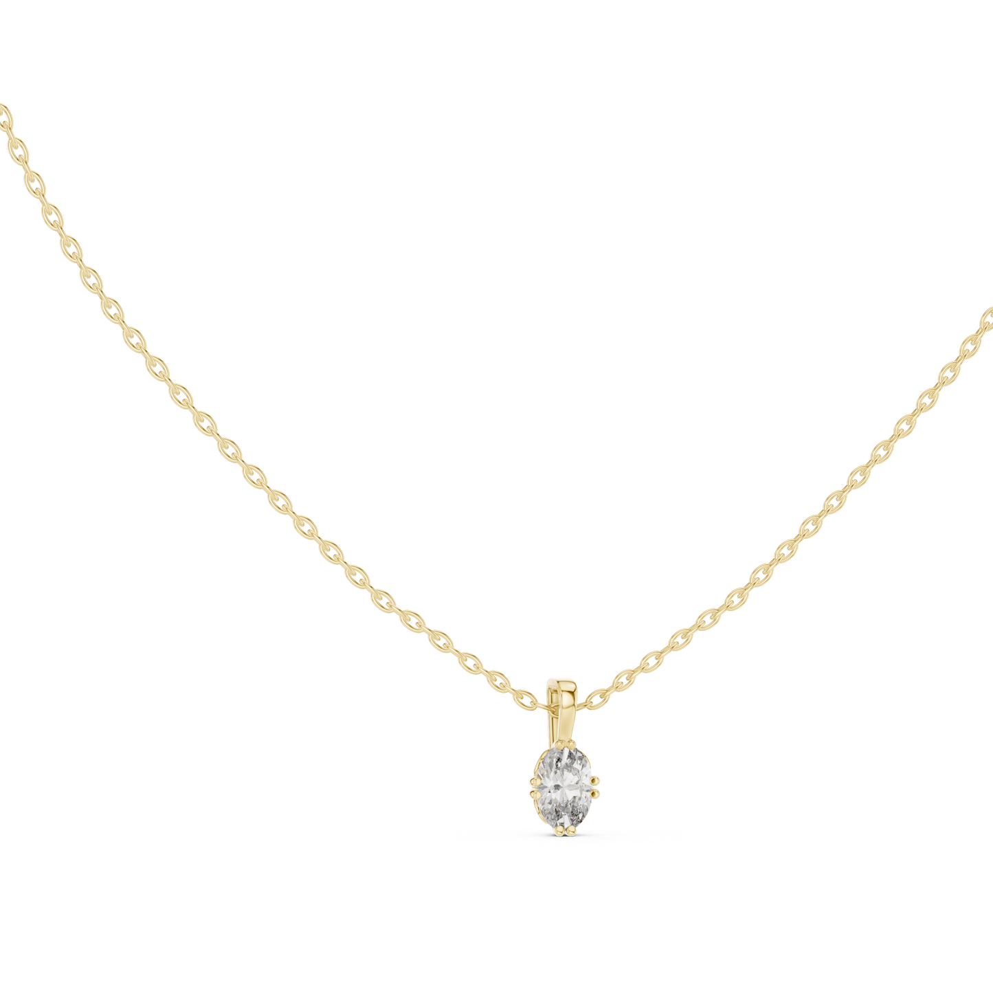 Modern Oval Solitaire Necklace in Gold
