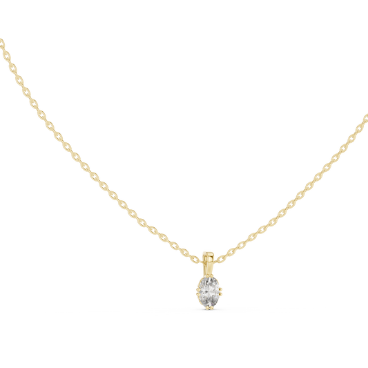 Modern Oval Solitaire Necklace in Gold