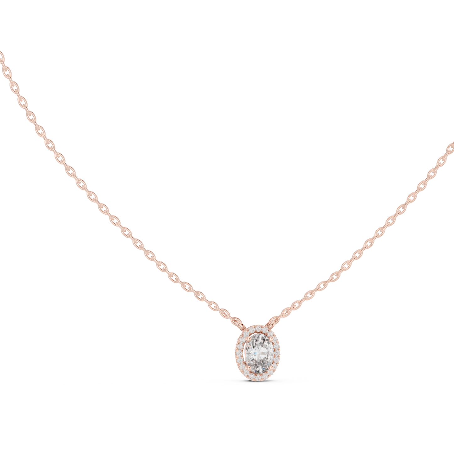 Graceful Oval Diamond Pendant Necklace