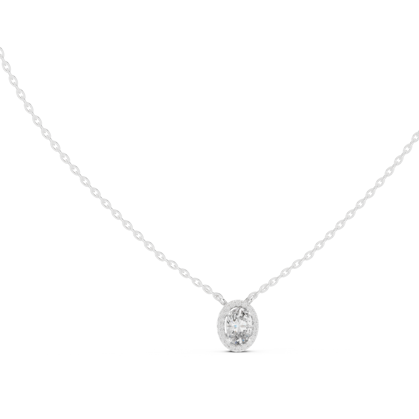 Graceful Oval Diamond Pendant Necklace