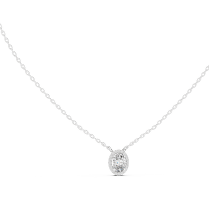 Graceful Oval Diamond Pendant Necklace