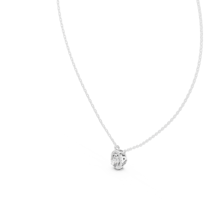 Graceful Oval Diamond Pendant Necklace
