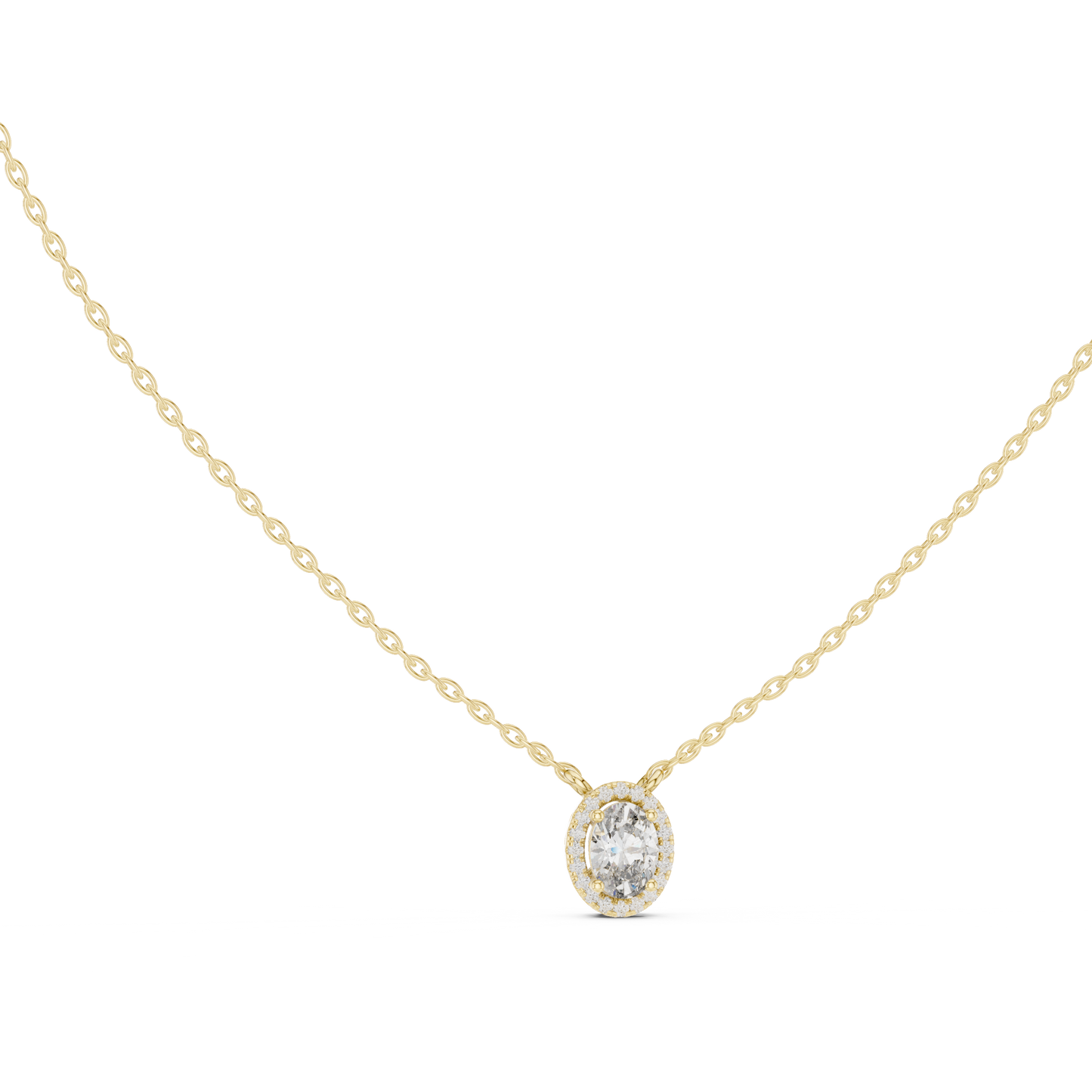 Graceful Oval Diamond Pendant Necklace