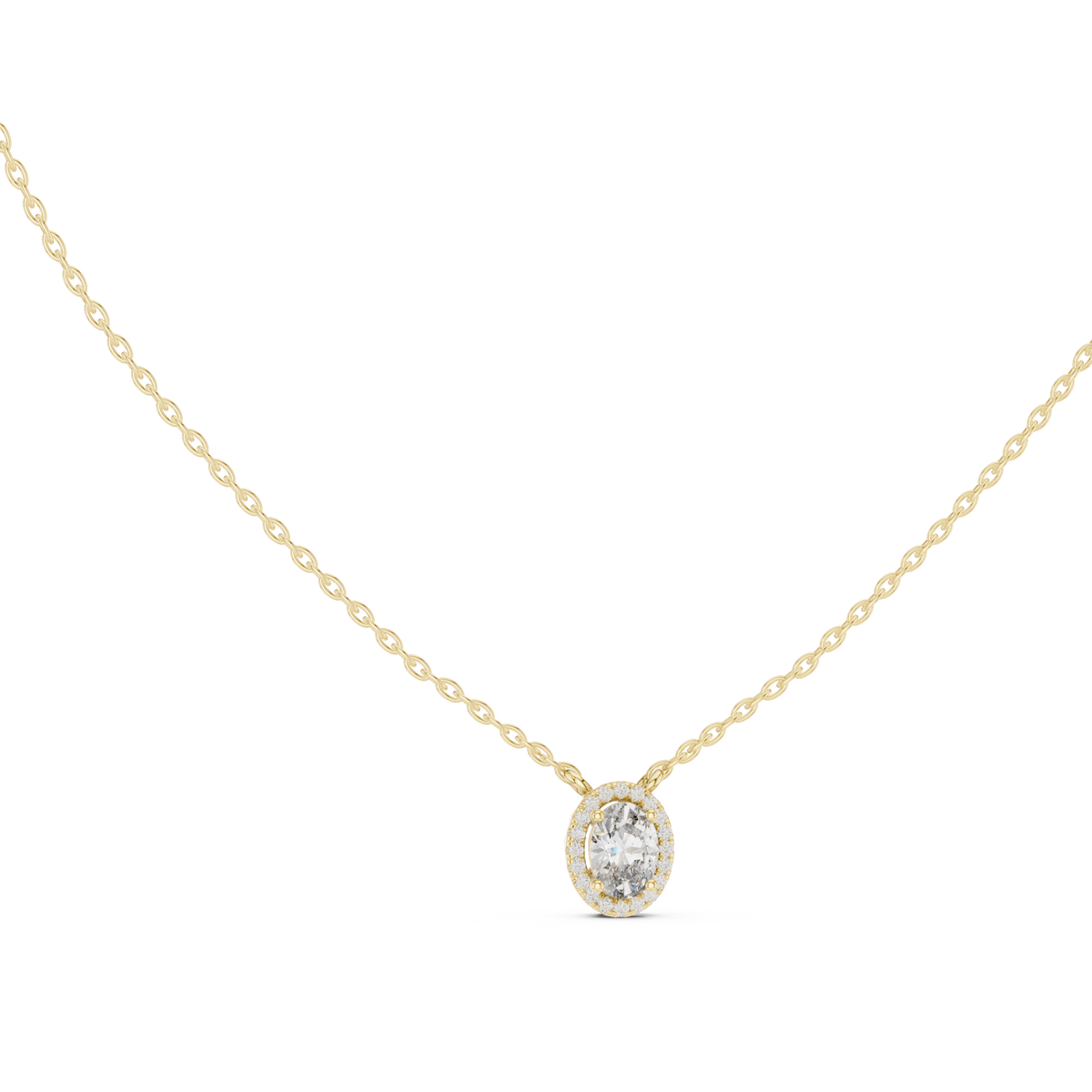 Graceful Oval Diamond Pendant Necklace