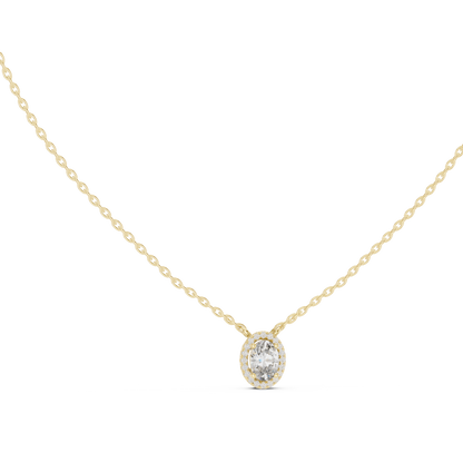 Graceful Oval Diamond Pendant Necklace