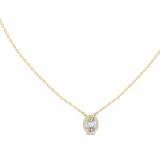 Graceful Oval Diamond Pendant Necklace