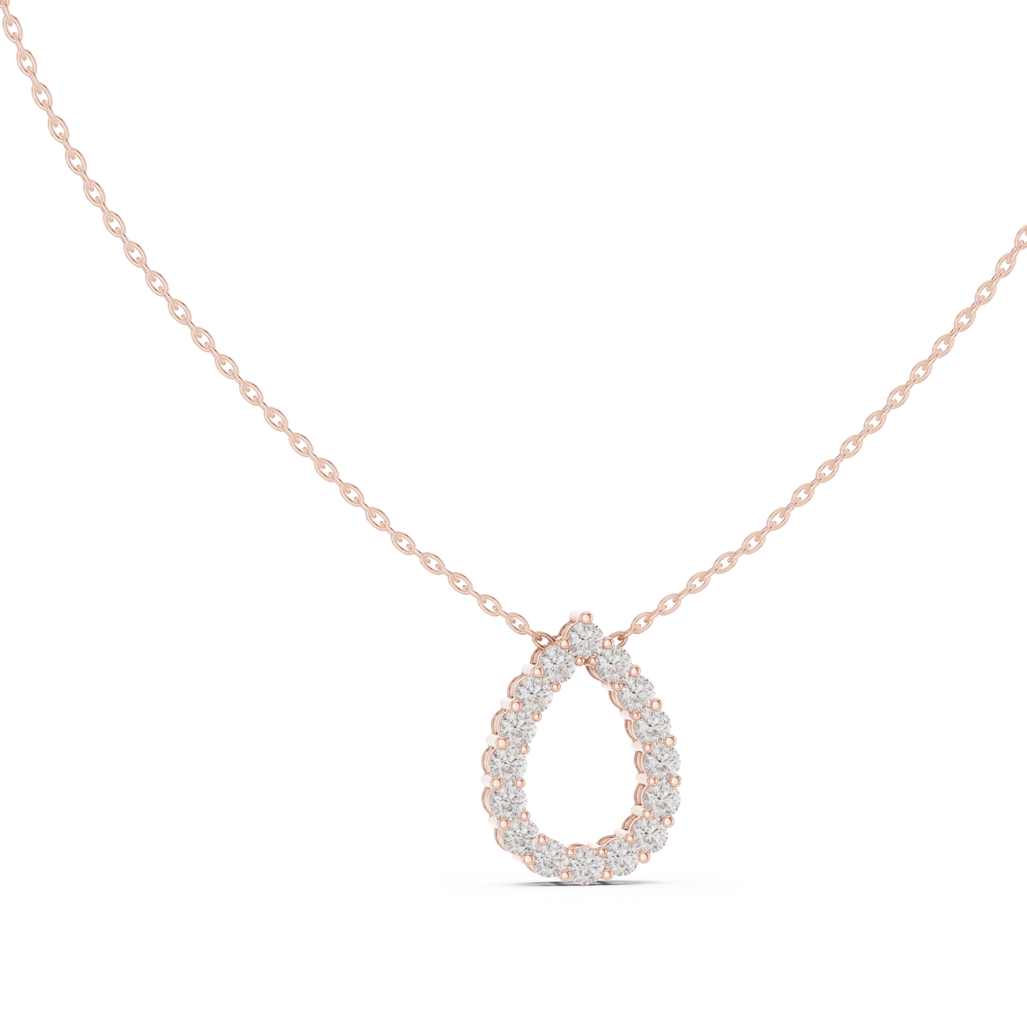 Elegant Pear Shape Diamond Halo Necklace