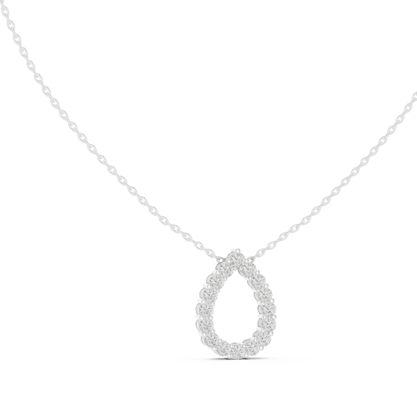 Elegant Pear Shape Diamond Halo Necklace