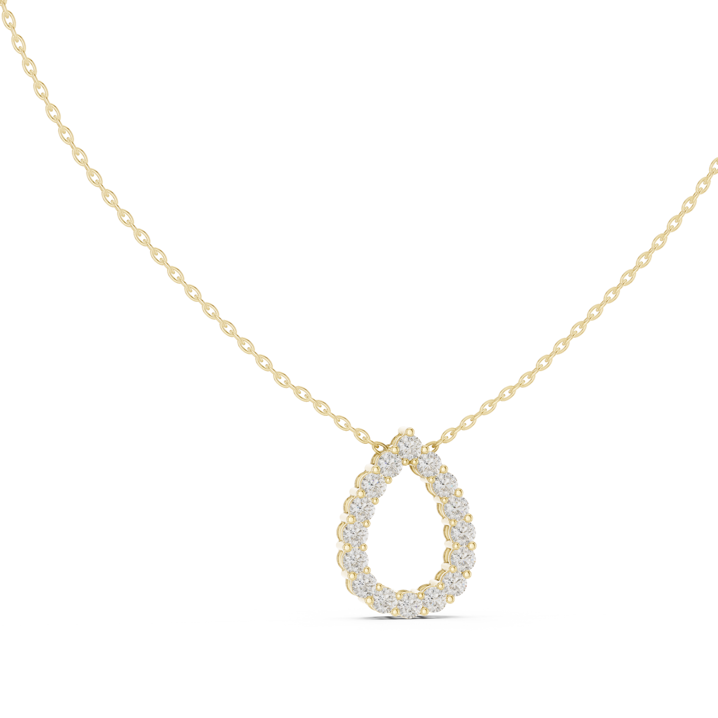 Elegant Pear Shape Diamond Halo Necklace