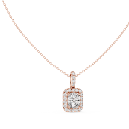 Radiant Cushion Halo Diamond Pendant