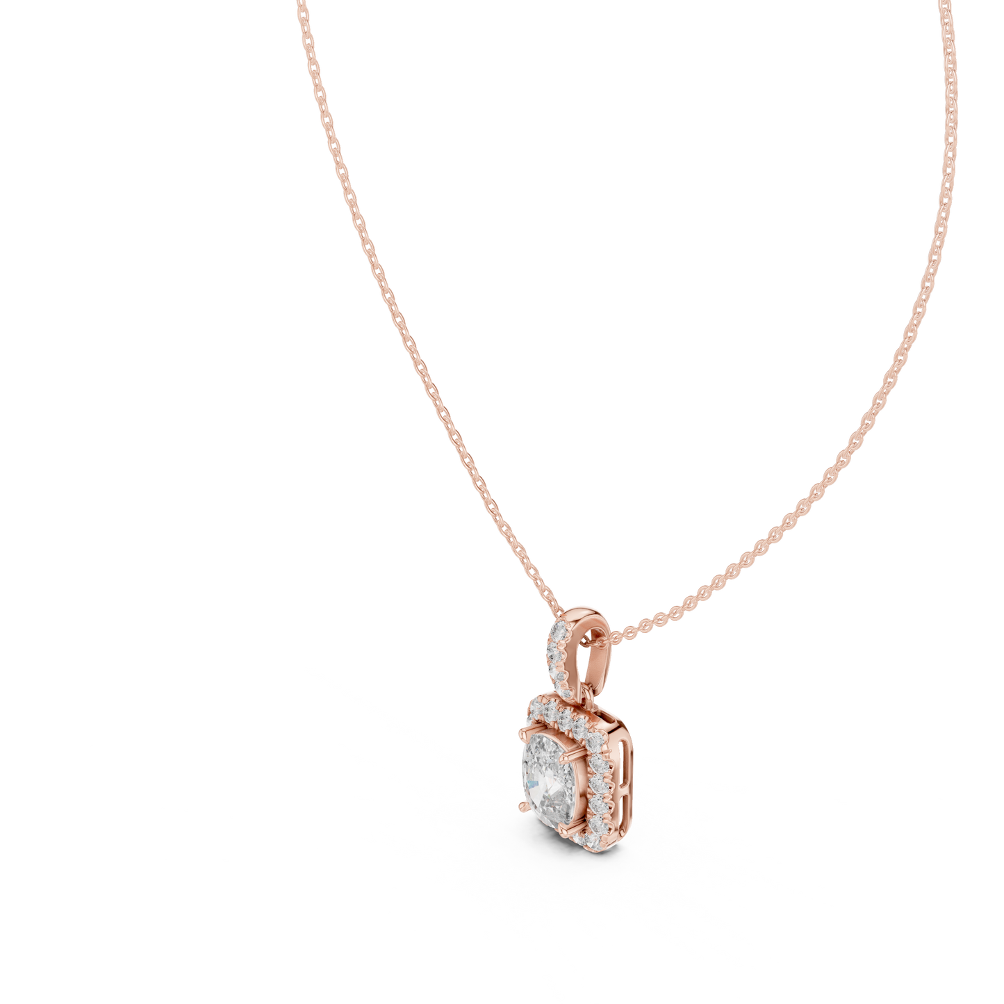 Radiant Cushion Halo Diamond Pendant