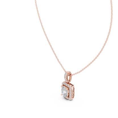 Radiant Cushion Halo Diamond Pendant