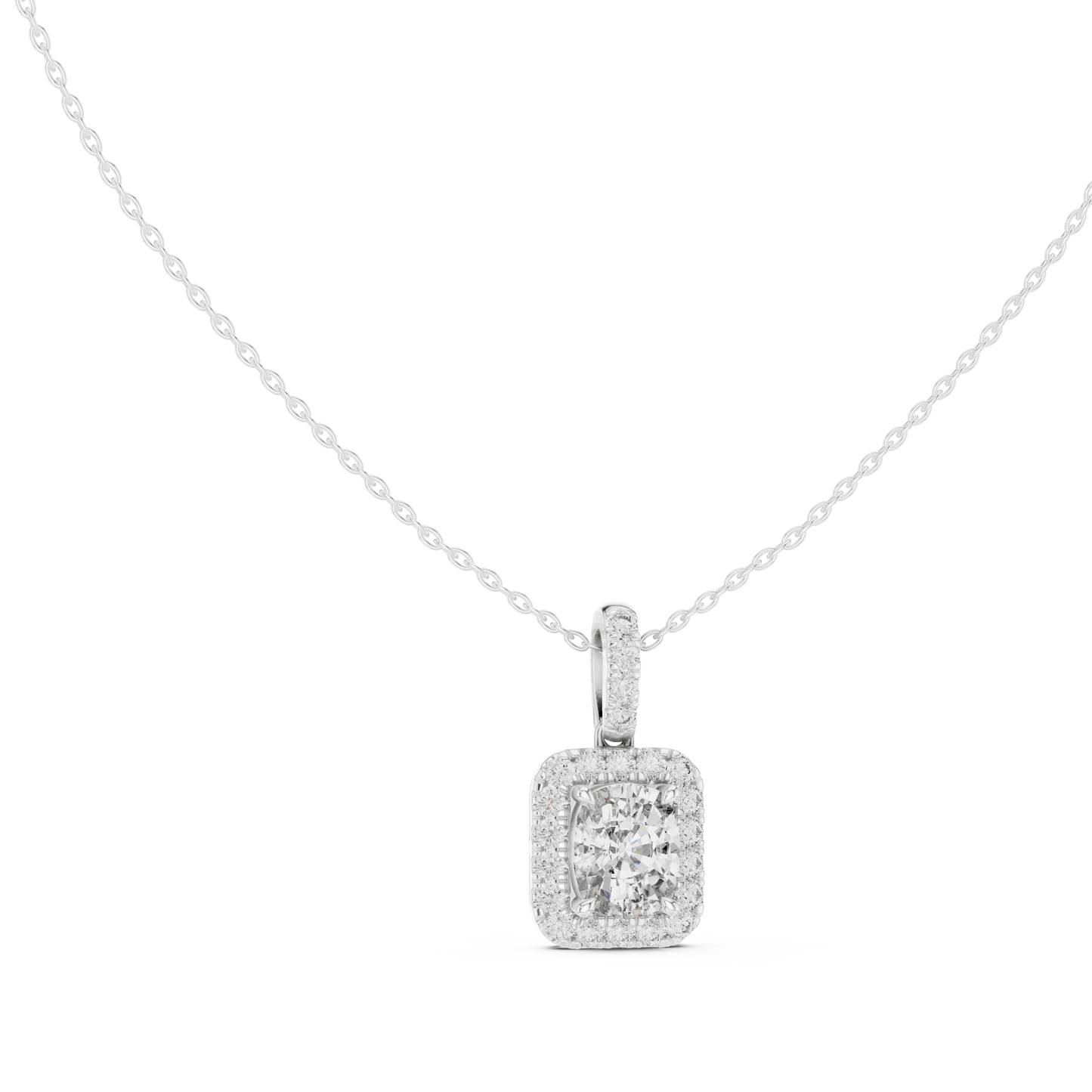 Radiant Cushion Halo Diamond Pendant