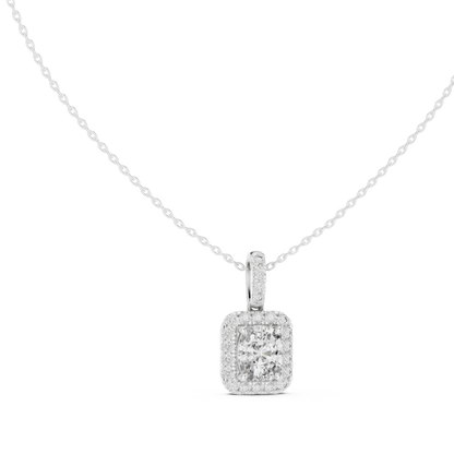 Radiant Cushion Halo Diamond Pendant