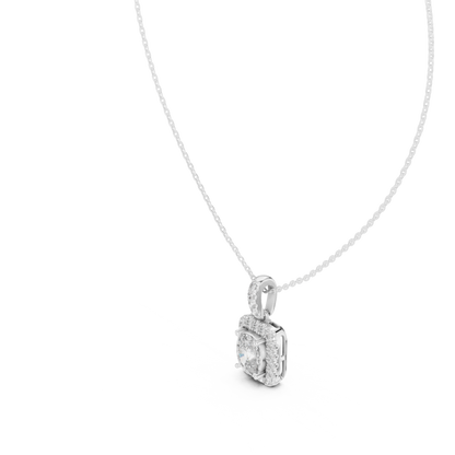 Radiant Cushion Halo Diamond Pendant