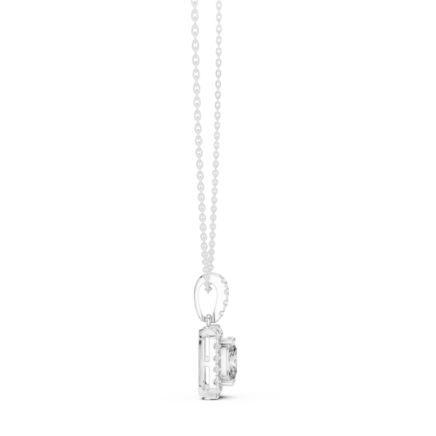 Radiant Cushion Halo Diamond Pendant