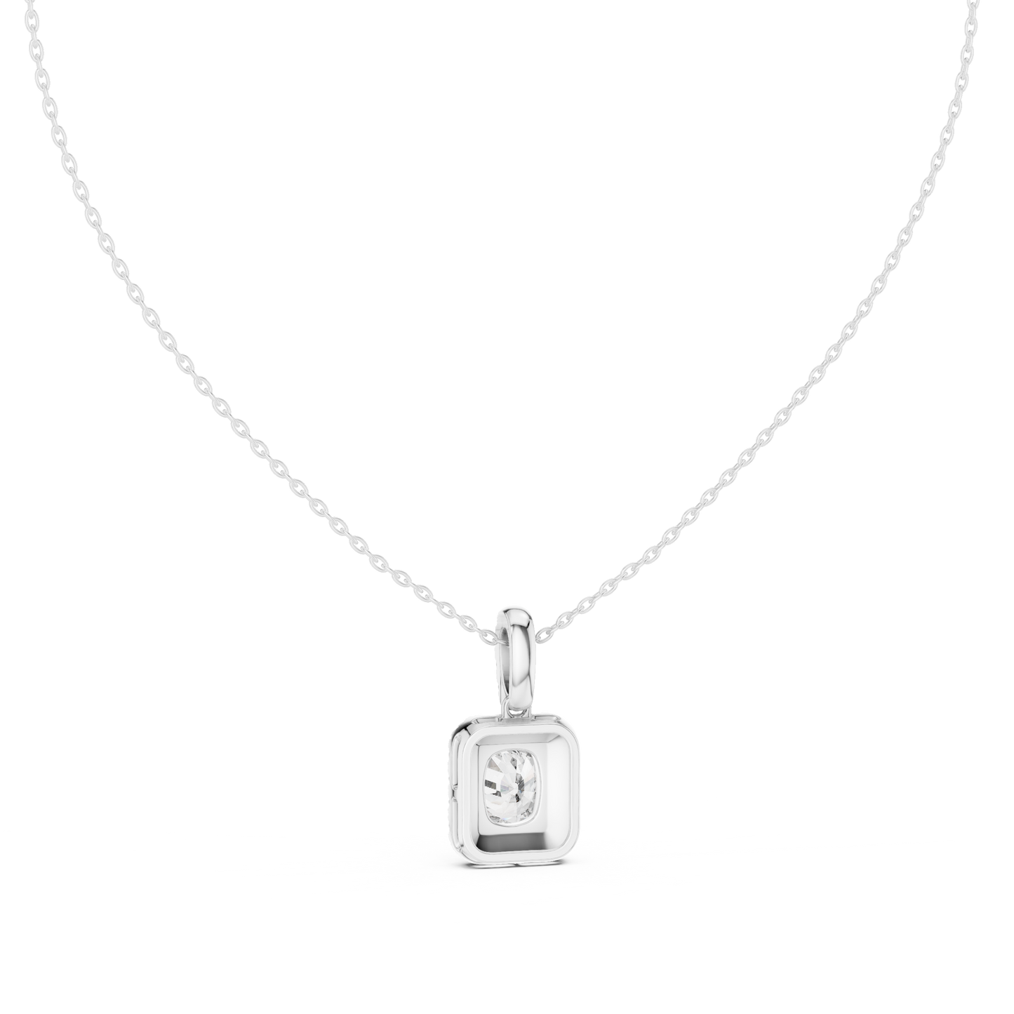 Radiant Cushion Halo Diamond Pendant