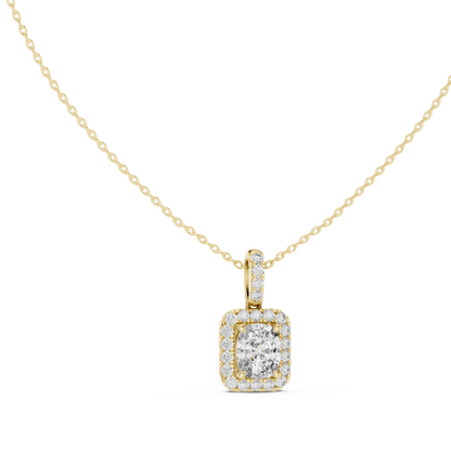 Radiant Cushion Halo Diamond Pendant