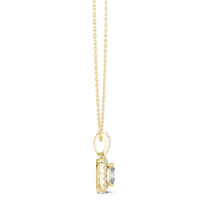 Radiant Cushion Halo Diamond Pendant