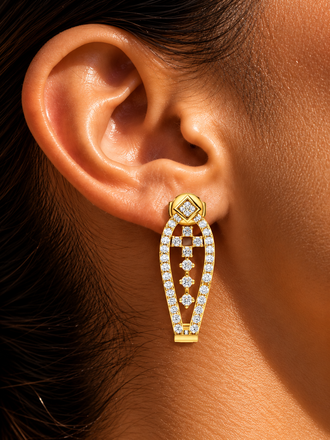 Seraphine Geometric Teardrop Lab Grown Diamond Drop Earrings