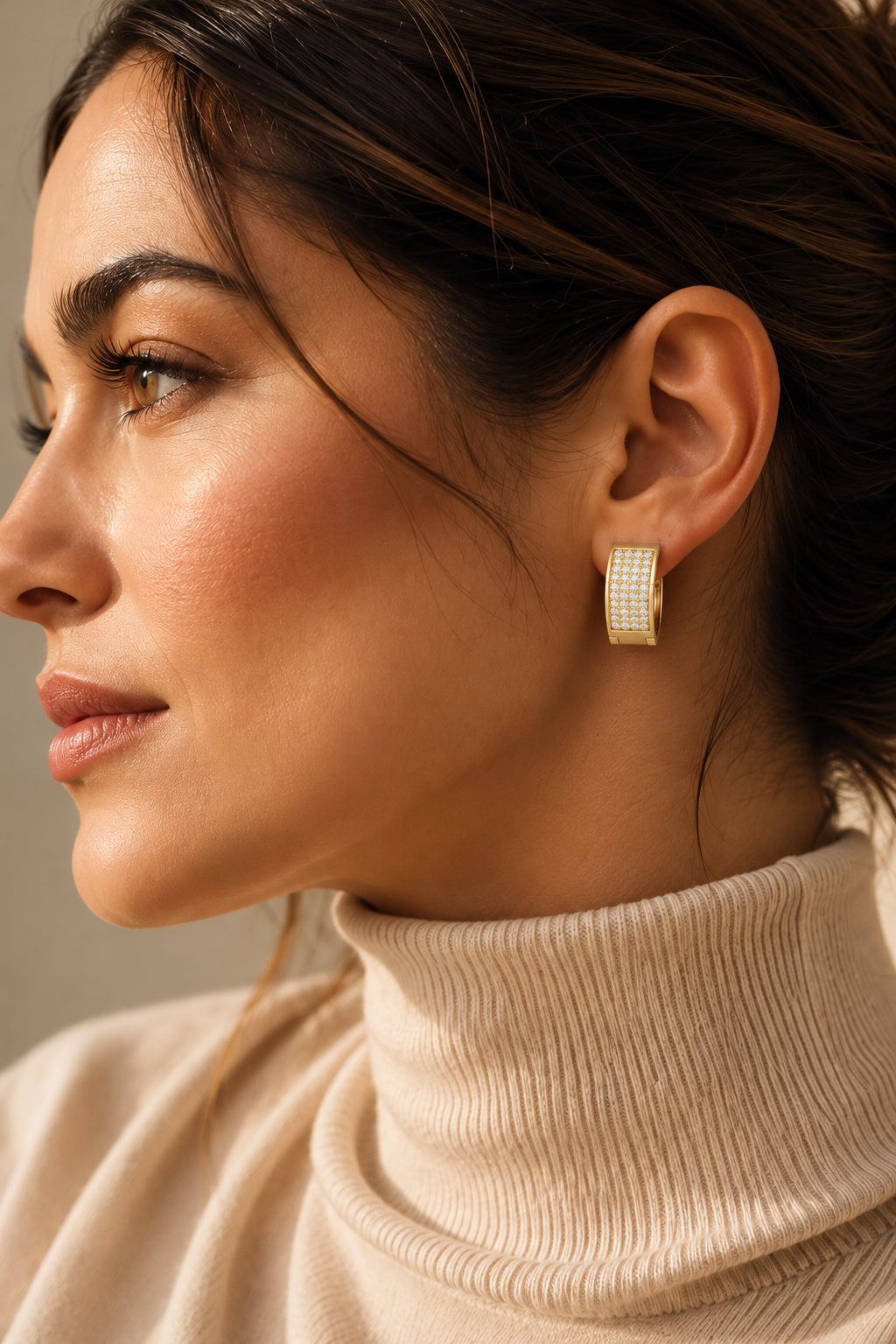 Varelle Rectangular Pavé Lab Grown Diamond Hoop Earrings