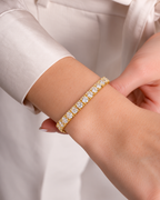 Gridelle Square Box Link Round Lab Grown Diamond Tennis Bracelet