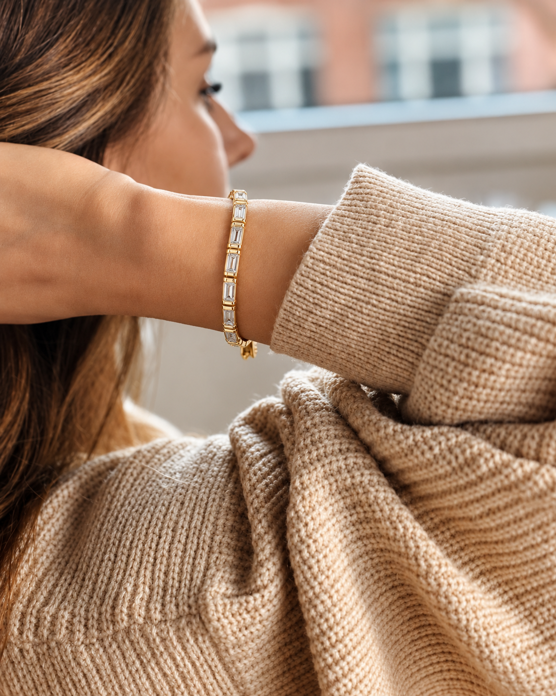 Linearia Slim Baguette Cut Lab Grown Diamond Tennis Bracelet