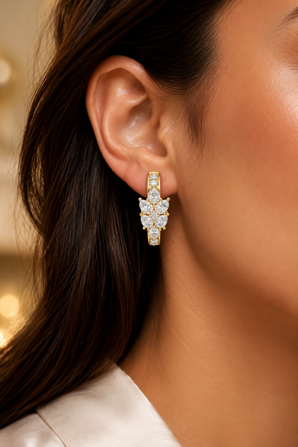 Aurevia Cluster Lab Grown Diamond Hoop Earrings