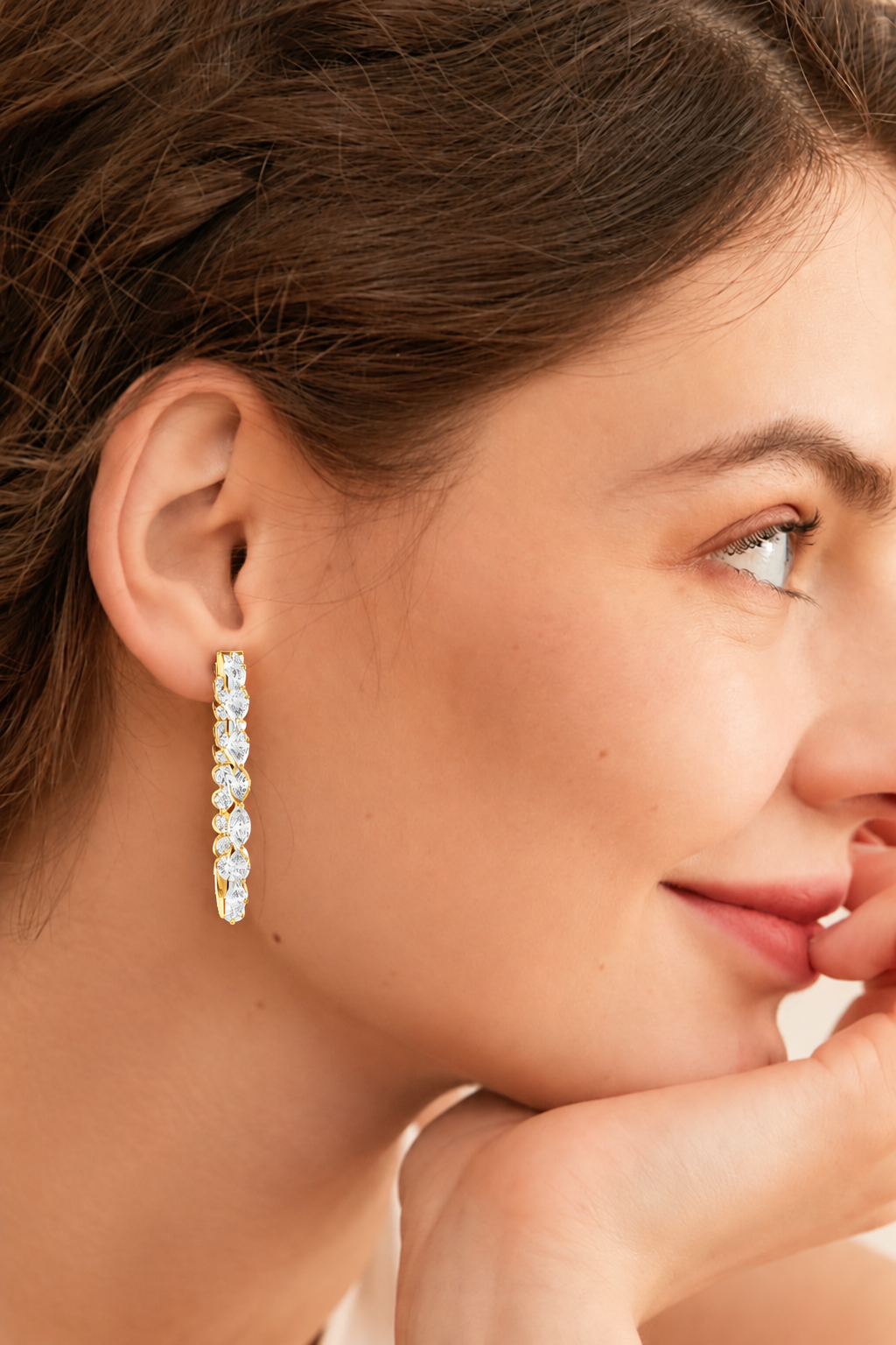 Lunavelle Twisted Floral Lab Grown Diamond Hoop Earrings