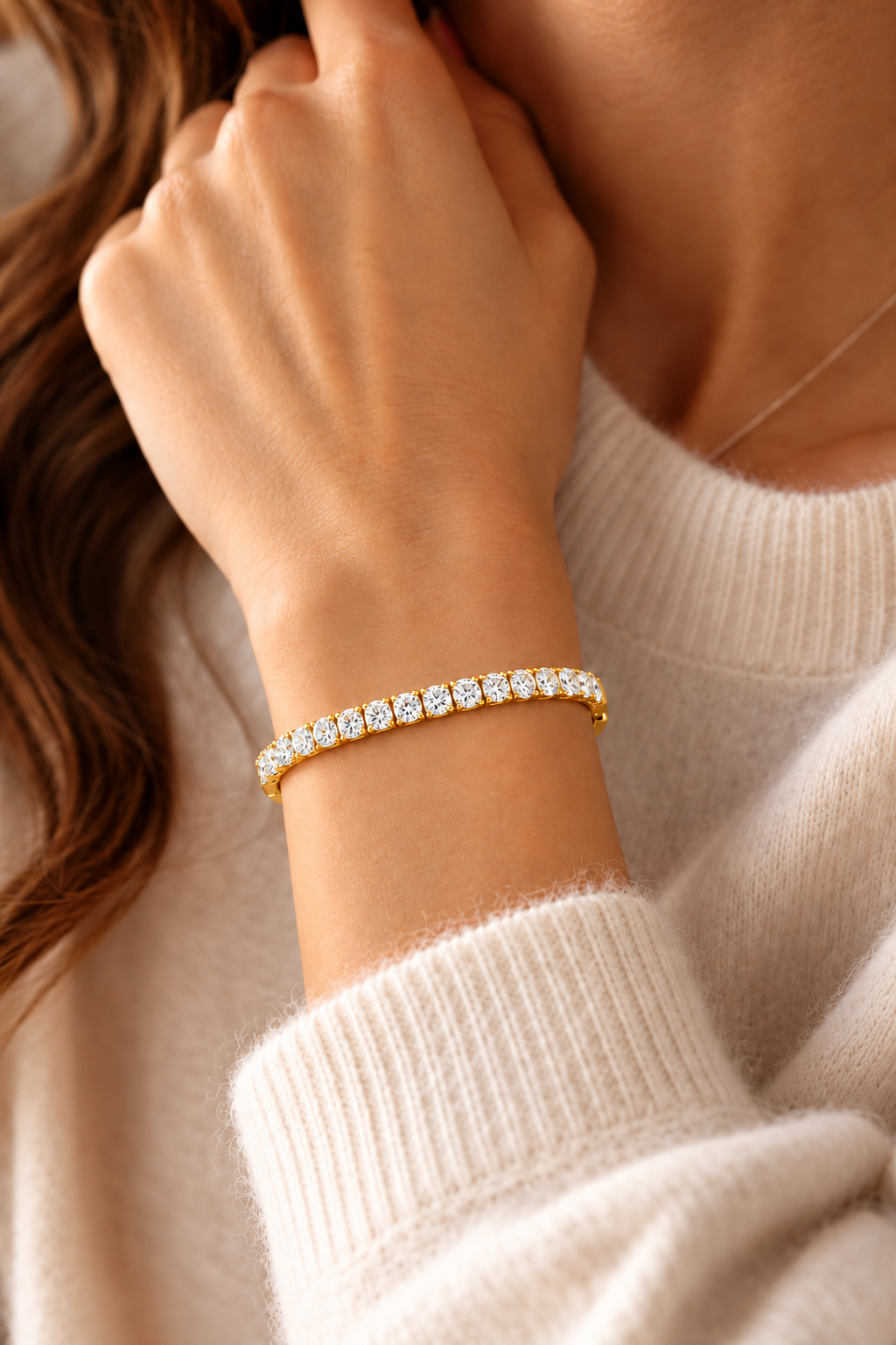 Aperelle Open Cuff Lab Grown Diamond Tennis Bracelet
