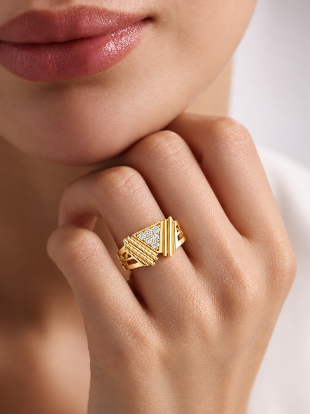 Virelia Sculpted Chevron Lab Grown Diamond Band Ring