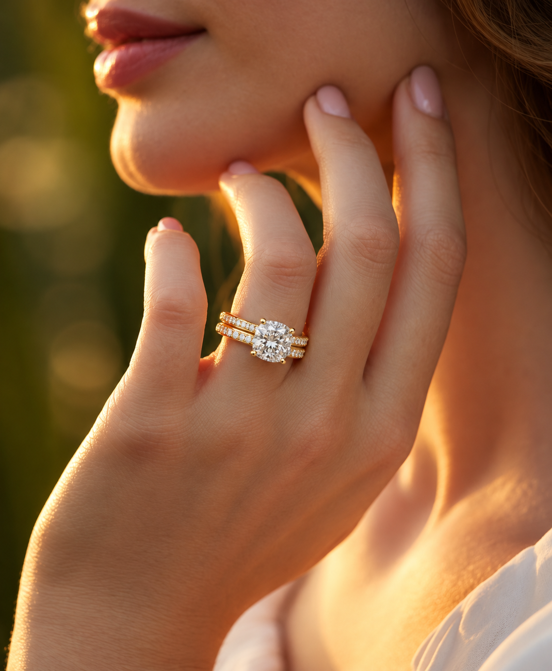 Bellavere Cushion-Cut Lab Grown Diamond Bridal Ring.