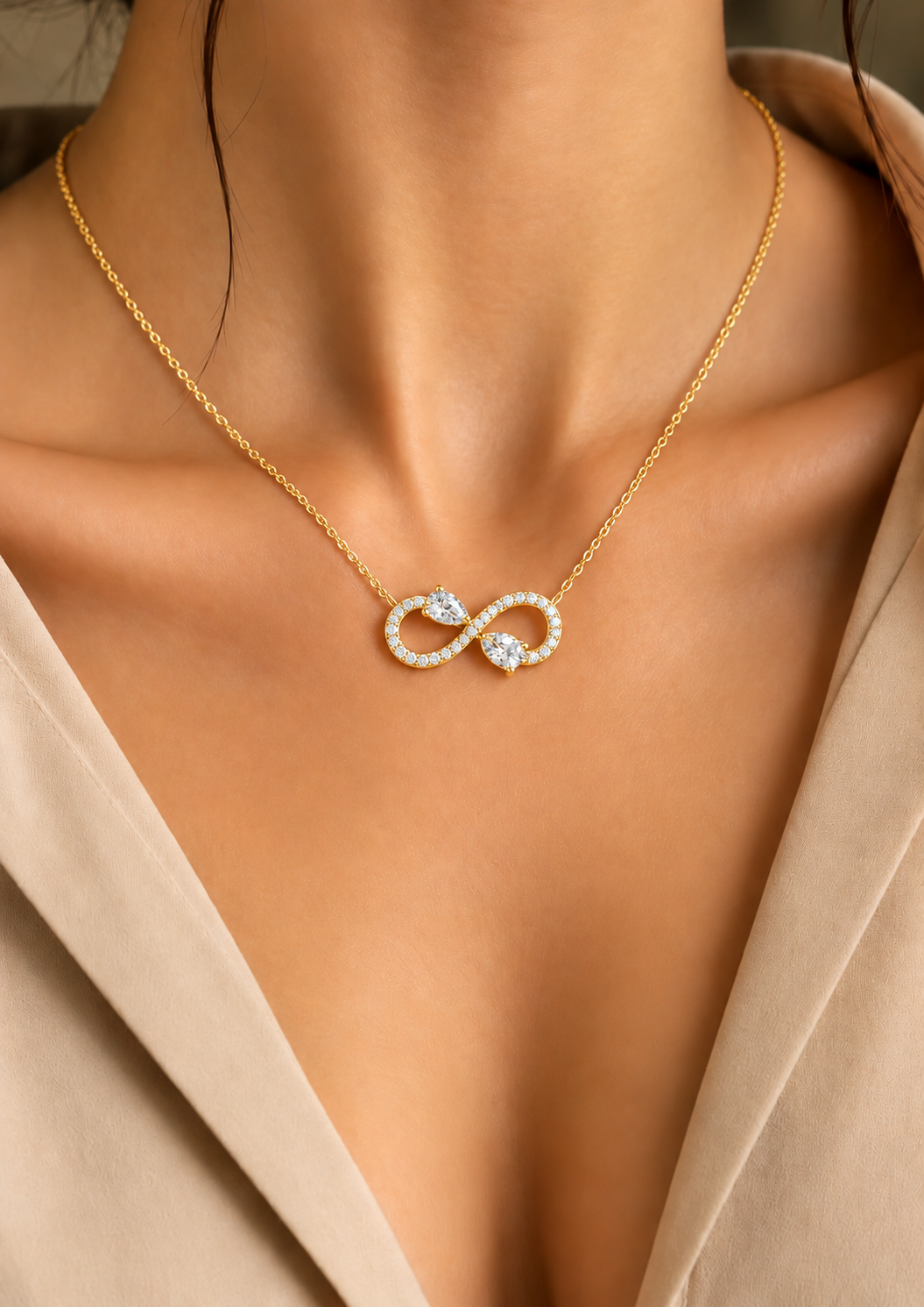 Amarisse Twin Pear Infinity Lab Grown Diamond Necklace