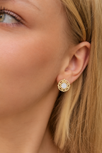 Jaalelle Interlaced Lattice Medallion Halo Lab Grown Diamond Earrings