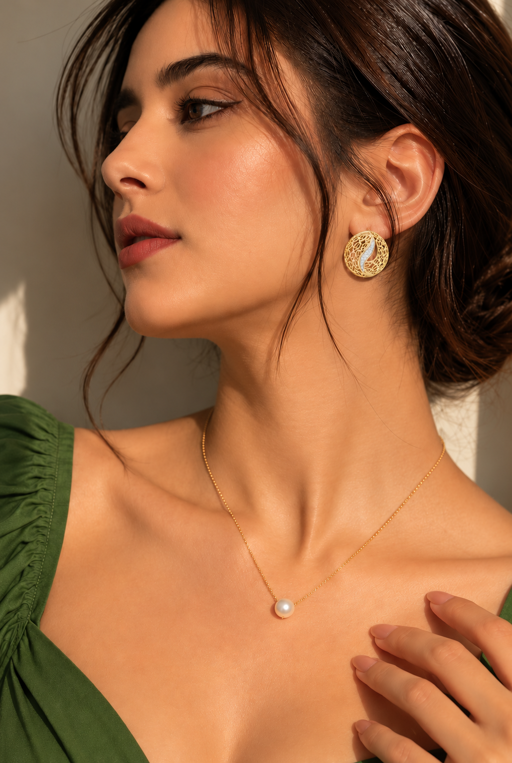 Coralle Lace Texture Curved Pavé Lab Grown Diamond Earrings