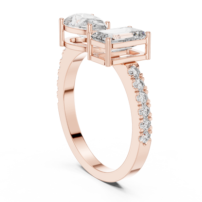 Pear and Emerald Cut Diamond Gold Band – Modern Luxury Ring.