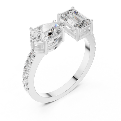 Pear and Emerald Cut Diamond Gold Band – Modern Luxury Ring.