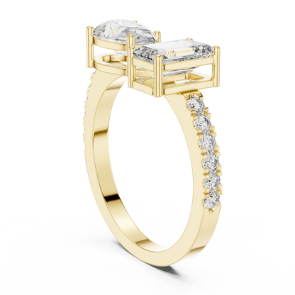 Pear and Emerald Cut Diamond Gold Band – Modern Luxury Ring.