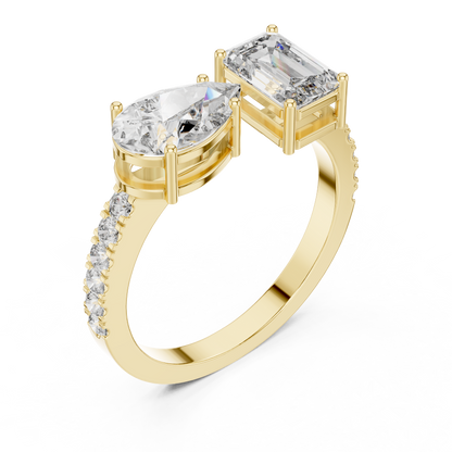 Pear and Emerald Cut Diamond Gold Band – Modern Luxury Ring.