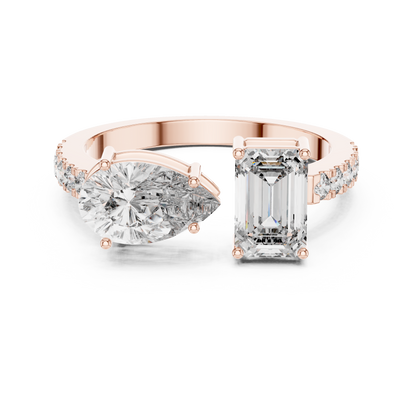 Pear and Emerald Cut Diamond Gold Band – Modern Luxury Ring.