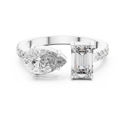 Pear and Emerald Cut Diamond Gold Band – Modern Luxury Ring.