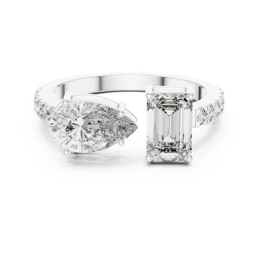 Pear and Emerald Cut Diamond Gold Band – Modern Luxury Ring.