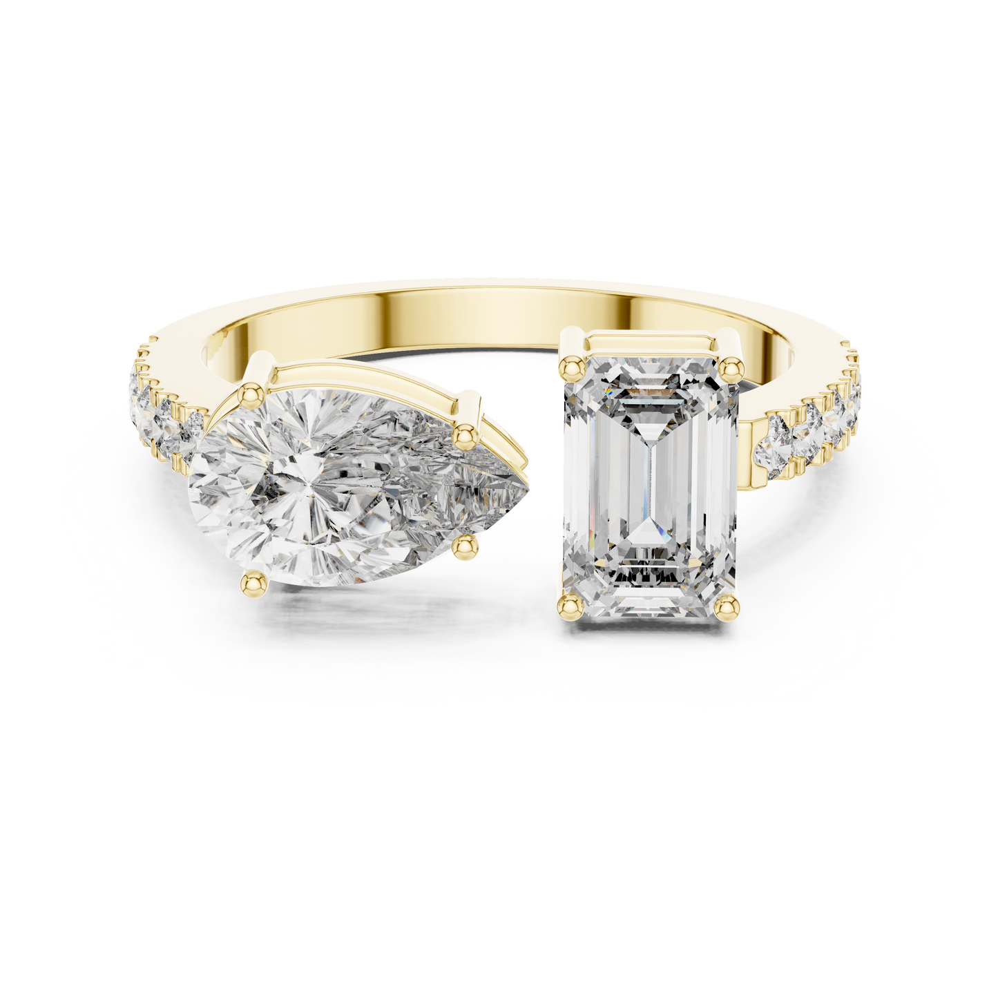 Pear and Emerald Cut Diamond Gold Band – Modern Luxury Ring.