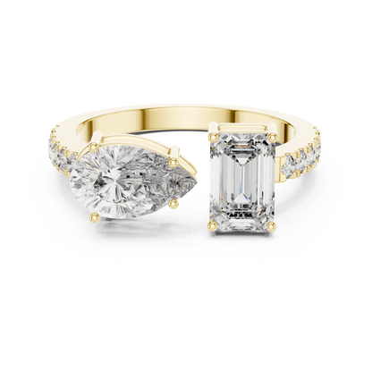 Pear and Emerald Cut Diamond Gold Band – Modern Luxury Ring.