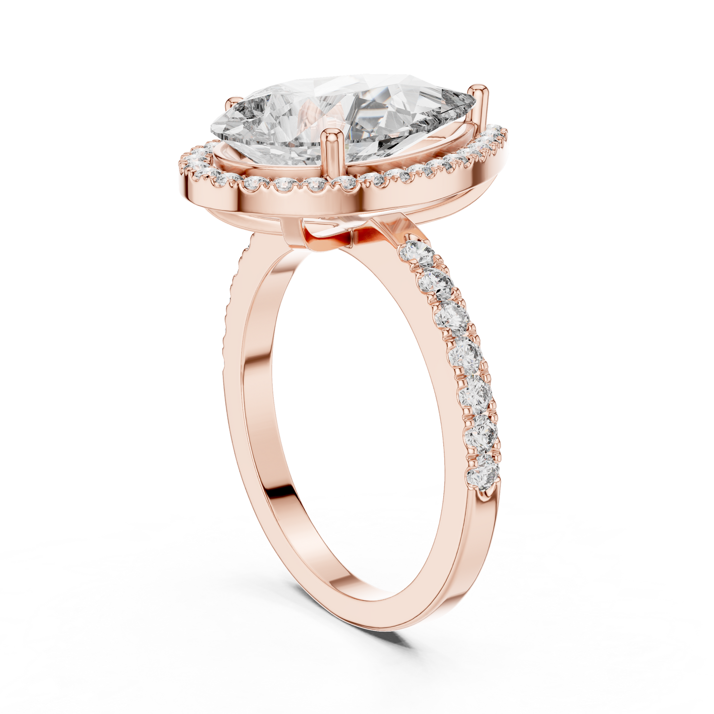 Pear Cut Diamond Halo Ring – Elegant Diamond Engagement Ring.