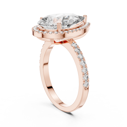 Pear Cut Diamond Halo Ring – Elegant Diamond Engagement Ring.