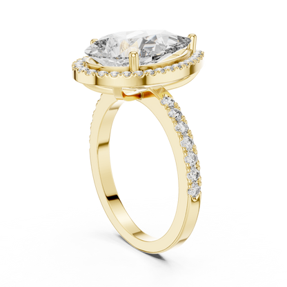 Pear Cut Diamond Halo Ring – Elegant Diamond Engagement Ring.